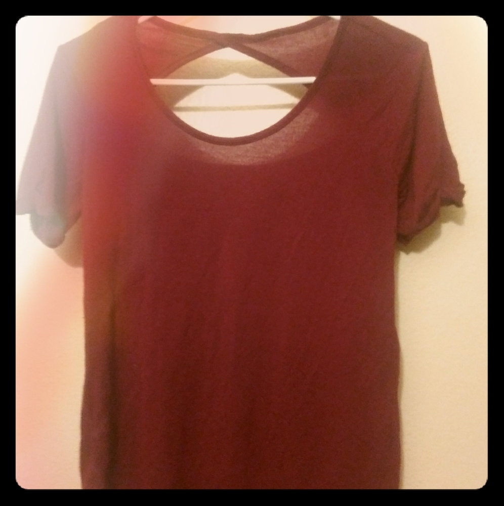 S.O maroon tshirt split back